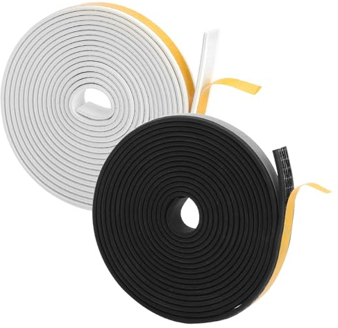 2x Tür Dichtungsband für Türen Fenster 12M EPDM Selbstklebend Schaumstoffband Türdichtung Fenster, 9x2mm Fenster Türdichtung Zugluftstopper Selbstklebend Wasserdicht Schallschutz Schutz vor Kälte