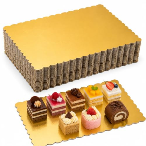 STARVAST 30 Stück Rechteck Kuchenbrett, 35x25cm Einweg-Kuchenböden aus Pappe, Goldfolie Viertelkuchenblatt zum Backen Kuchen Pizza Gebäck Party dekorieren, fettdicht und feuchtigkeitsbeständig