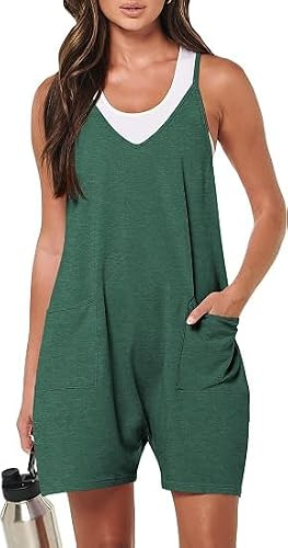YGJIEGENG Jumpsuits for Women UK Short Sleeveless Rompers Summer Dungarees