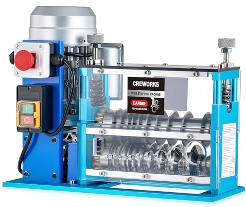 CREWORKS 550W Spelacavi Elettrica Professionale per Cavi da 1.5mm a 40mm con 10 Lame e 11 Multi-Fori Fino 30m/min Sguainacavi Spelafili Elettrico Recupero Rame Mcchina Spelafili per Vari Cavi