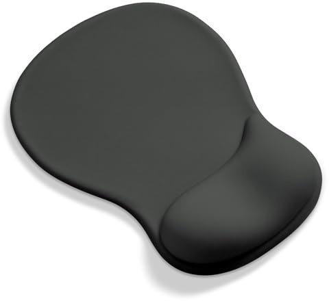 AOKSUNOVA Tapis de Souris Ergonomique avec Coussinet en Gel Noir | Coussin en gel, surface en tissu lisse, base stable, bords renforcés et format compact, plusieurs couleurs disponibles