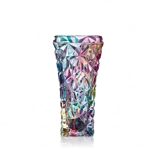 Einzigartige bunte Glasvase mit Gletscherstruktur, 30 cm hoch, strapazierfähig, große Blumenvase für Esstisch, Küche, Büro, Zuhause, Regal, Hochzeit, Wohnzimmer, Tafelaufsätze (bunt)