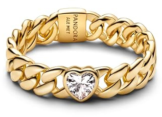 PANDORA Damenring Panzerkette mit Herz Goldfarben 164386C01