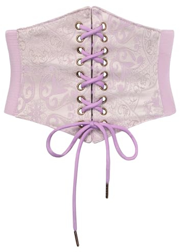 Scarlet Darkness Renaissance Corset Belt Lace-up Tied Waspie Wide Elastic Waist Belts for Women Purple L