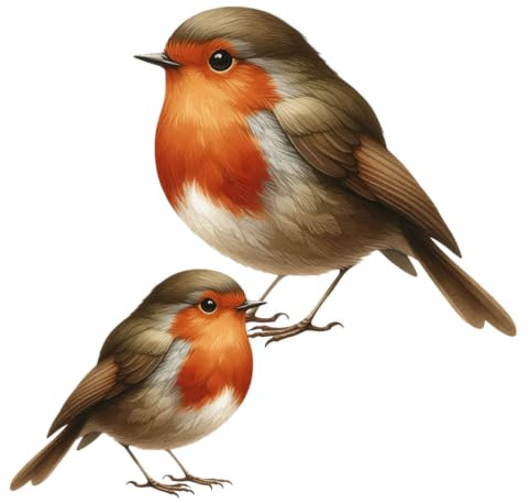 Robin Bird Vinyl Decal Stickers Cover Marks Wall Graphics 14cm 11cm 7cm | Opaque Finish, No White Edges, UK Manufactured, Weatherproof, Garden Decor, Windows, Doors, Cup, Laptop, Bedroom Art stickers