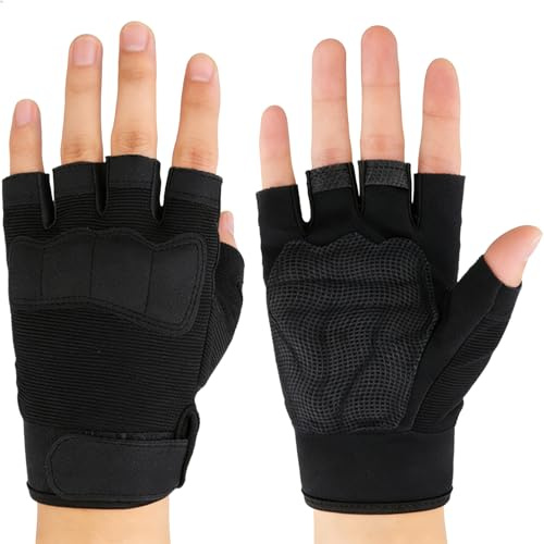 Gants de Cyclisme Enfant Demi-Doigts Gants de VTT Antidérapants Rembourrés pour 8-14 Ans Garçons Filles Mitaines Tactiques Sport Respirants pour L'escalade, Le Cyclisme, La Chasse,Patinage À Roulettes