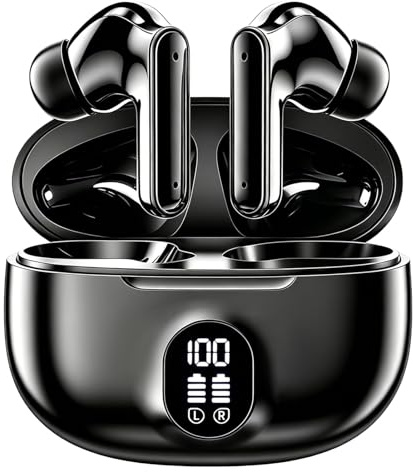 Écouteurs Bluetooth sans Fil Intra-Auriculaires, Casque Bluetooth 5.3 | avec 4 Micro ENC Réduction de Bruit, 40H Hi-Fi Stéréo Basses, IP7 Étanche Sport, Écran LED, Compatible avec iOS/Android