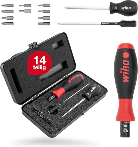 Wiha Drehmoment-Schraubendreher 0,8-5,0 Nm inkl. Box + Bitset TorqueVario®-S, 14-tlg., Pozidriv/ TORX®/ Innensechskant/ Phillips (26893)