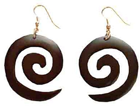 Ohrringe aus Holz, ca. 58 mm schneckenförmig