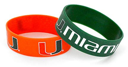 NCAA Miami Hurricanes Silicone Rubber Bracelet, 2-Pack