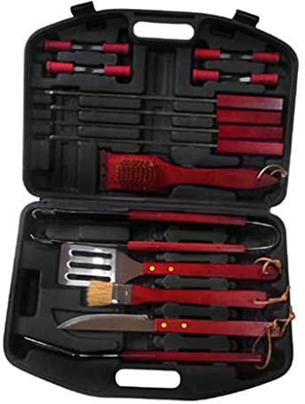 18tlg BBQ Edelstahl GRILLBESTECK GRILLKOFFER Grill Set BESTECK Koffer GRILLZANGE