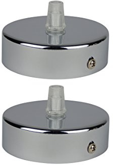 Deckenbaldachin aus Edelstahl mit Chrom finish, 80x25 mm incl. Zugentlastung Klemmnippel (Standard m10 Gewinde) zur Lampenaufhängung an der Decke (Deckenrosette / Baldachin). Anzahl: 2 Stück