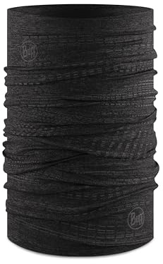Buff DryFlx Neck Gaiter, For Runners, Moisture-Wicking, Breathable, Reflective, Neck Warmer, Face Mask, R-Black, Adult Size