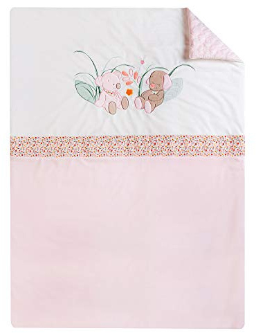 Nattou Kuscheldecke, Iris und Lali, 100 x 135 cm, Weiß/Rosa