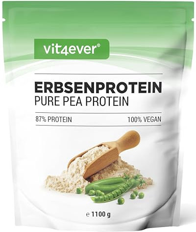 Proteína de guisante en polvo 1,1 kg / 1100 g - 87% de proteínas - 100% aislado de proteína de guisante - Origen Bélgica - Vegano - Proteína pura en polvo - Sin gluten, soja ni lactosa