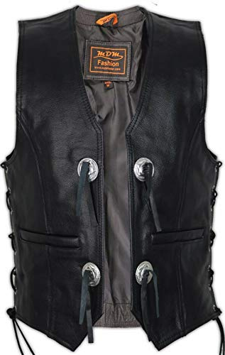MDM Conchos - Gilet in Vera Pelle, Colore: Nero Nero XL