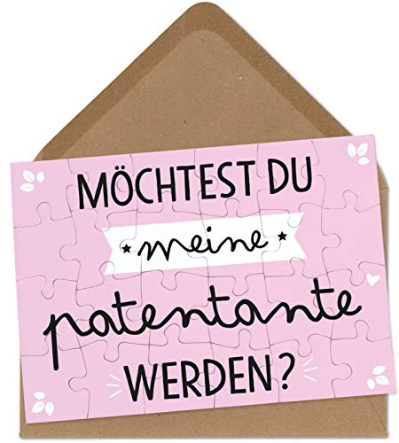 OWLBOOK Patentante Fragen Puzzle mit Brief-Umschlag Geschenke Geschenkideen für Patentante zur Geburt & Schwangerschaft zur Taufe