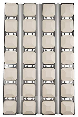 BBQ Future Stainless Steel Heat Plate Flame Tamer with 28 Ceramic Briquettes Compatible Dynasty DBQ30F, Jenn-Air JLG7130ADS Gas Grills