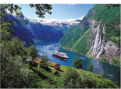 5D DIY Diamant Malerei Set Große Größe Bohren Voll Set Diamond Painting Norwegen Fjord Naturlandschaft nach Zahlen GemäLde kreuzstich Kristall Strass Stickerei Art Wohnkultur Square Drill,40x50cm