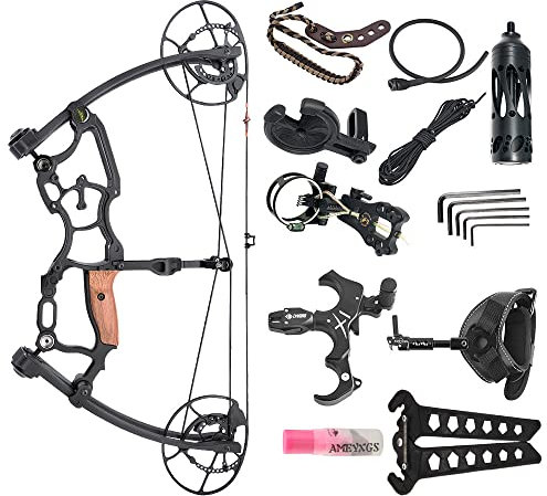 ZSHJGJR Compoundbogen 50-75 lbs Verstellbarer Bogenschießen Jagdbogen Sportbogen 320fps Geschwindigkeit Compound Bogen für Erwachsene Rechte Hand Linke Hand (Schwarz Bogen+Zubehör)