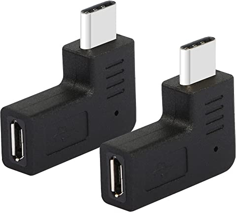 GELRHONR 90 degrés USB C vers Micro USB Adaptateur, Angle Droit USB Type C (mâle) vers Micro 5 Broches USB (Femelle) Adaptateur de connecteur de Charge et de Transfert de données - 2pcs