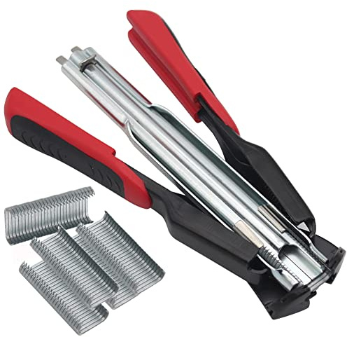 Hog Ring Pliers Cage Clamp Kit with 2500pcs C Type Nails Hog Rings Fence Clips Automatic Fencing Pliers Repair Installation Tools for Animals Cages Wire Fencing Fencing Car Mattresses