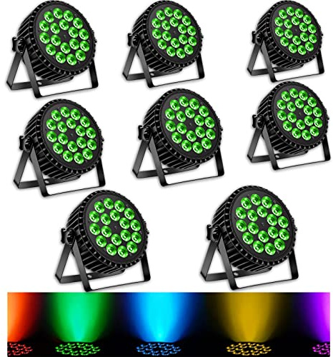 DELIBANG LED Par Scheinwerfer 200W 18 LED Bühnenlicht Strahler Discolicht Partylicht,8CH Par LED RGBW DMX Strobe Sound Aktiv Modus Beleuchtung DJ Lichteffekt für Show Bar KTV Party Halloween 8pc