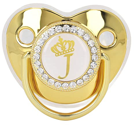 Baby Pacifier Portable Exquisite Alloy Gold Letter Pacifier with Chain Clip for Home Travel J