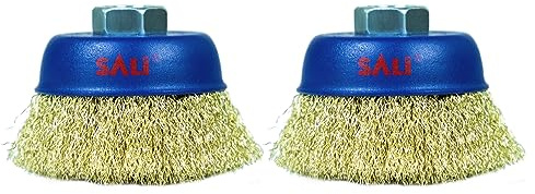 SALI 2 Pack 75 mm Wire Cup Brush 3 Inch Coarse Crimped Cup Brush for Grinders with M14 Thread for Heavy Cleaning Rust, Stripping and Abrasive, for Angle Grinder