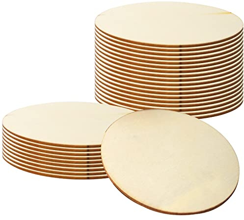 YXHZVON Holzplatten zum Basteln Rund, 50 Stück Unbehandelte Holzstücke 7.6 cm Durchmesser, 2 mm Dicke, Runde Form, Holzplatten Natur für Weihnachten, Geschenkanhänger, Kinder, DIY-Projekte