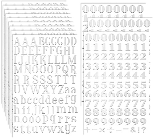 Prasacco Silver Letter Stickers - Self Adhesive Alphabet & Number Stickers for Graduation Cap Decoration