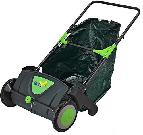 Raccoglifoglie Manuale a Spinta Sacco 100 Litri con Ruote Verde