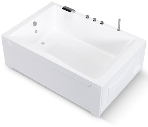 Aquade Acryl Badewanne 180x120 Modell: Hamburg - Weiß Badewanne Komplettset 180x120 - Badewannen Mit Wannenträger + Schürze + Wannenrandarmatur