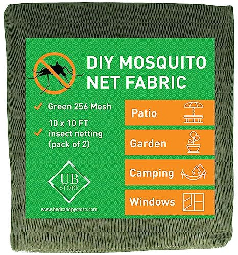 Lot de 2 moustiquaires vertes à faire soi-même | 3x3 m | Couverture anti-insectes pour extérieur | Tailles variées en noir, blanc et vert | Barrière en maille