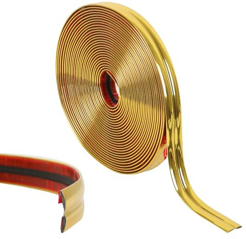 Dehnfugenband Randdämmstreifen Selbstklebend,2cm*10m Abdichtungsstreifen,Eckfalzstreifen,Tapetenfalzstreifen,Tür- und Fensterecken,Wasserfeste Zierstreifen,Selbstklebende Wandverkleidung (Gold)