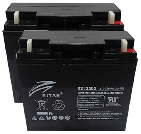 2x 12v 20ah ritar mobility scooter batteries replaces 17/18/22ah, 12 months warranty - fully rechargeable