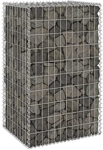 Tino Tech Gabionenwand aus Verzinkter Stahl 60x50x100 cm Silber Steinkorb Gabionen Körbe Gabionen Zaun Gartenmauer Gabione aus Metall Garten Gabione Pflanzenwand Gabionen Gitter