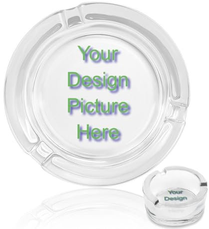 GDJSMIN DIY Photo Custom Crystal Glass Ashtray,Custom DIY Picture Ashtray Glass Crystal Cut,Cigatette Bar Pub Restaurant Home Office Decor