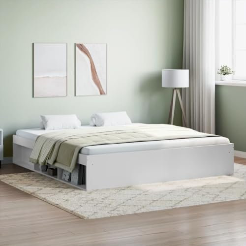 Festnight Bett 180x200 cm Holzbett mit Stauraum Massivholzbett mit Fächer Bettgestell mit Lattenrost Einzelbett Doppelbett Bettrahmen Jugendbett Holz Weiß