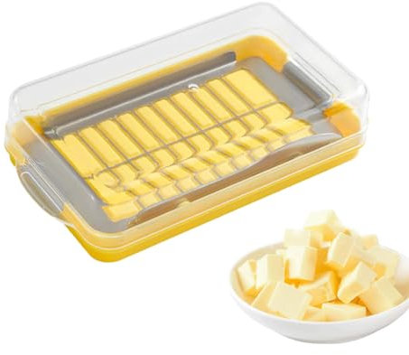 Qutalmi Käsebehälter Butterdose - Käsebutterhalter,Butterdose mit Silikondeckel, Butterschneidebox zum einfachen Schneiden und Aufbewahren