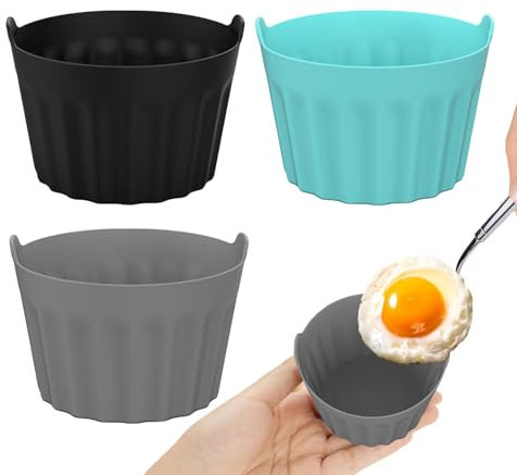 3 Stück Air Fryer Egg Pochierer - Silikonschüssel-Eierformen - Antihaft-Eier-Pochierbecher - Silikon-Eierform Für Luftfritteuse, Backofen, Mikrowelle