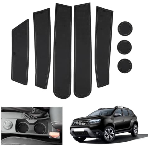 GAFAT Dacia Duster 2 Facelift 2022-2023 2024 Tappetini Antiscivolo, Duster 2023 Tappetino in Gomma non scivolano per Console Centrale, Cuciture Porta, Dacia Duster 2 Accessori (Nero)