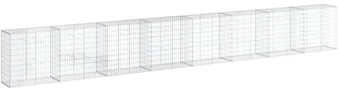 vidaXL Gabionkorg med skydd 800x50x100 cm galvaniserat järn, gabionkorg, stenmur, gabionmur, gabionkorgar, stenmurar, gabinmurar, gabionvägg