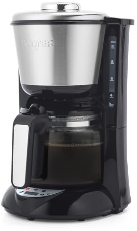 Salter Digital Filter Coffee Machine – 1.25L, Keep Warm Function, Strength Control, Digital Display, Programmable Timer, Auto Shut-Off, Water Level Indicator, Measuring Spoon, For Ground Coffee EK6161