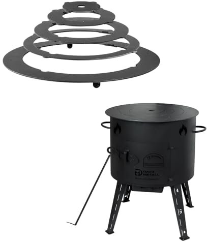 Ø44cm Uchag 2mm Stahl Utschak mit Adapter-Ringe Utschag Feldküche Feuerstelle Campingofen Außenküche Eintopfofen