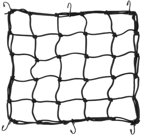 GXGM Filet Élastique à Bagages Araignée 6 Crochets Moto Scooter Bicyclette VTT - Extensible 40x40cm Noir, 1 Pièce