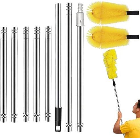 Uoqpty Telescopic Gutter Cleaning Tools - Flexible Brush Head Gutter Cleaner Efficient Design | Gutter Cleaning Safe Tool for Dirt Leaves Twigs Rocks and Other Debris