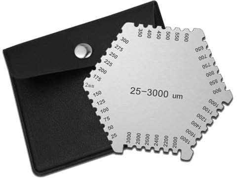 Uadme Wet Film Comb 25-3000um, Stainless Steel High Precision Hexagonal Paint Thickness Gauge with Black Case for Paint Vanish Thickness Measurement
