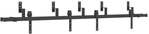 vidaXL Kit di Binari per Porte Scorrevoli 213,5 cm Acciaio Nero, ferramenta per porta scorrevole, binario per porta scorrevole, gancio per porta scorrevole