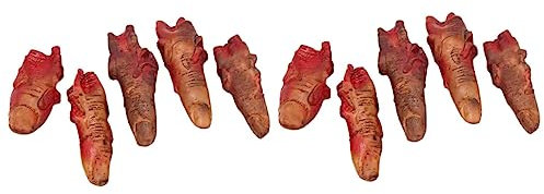 Alasum 10pièces Doigts Sanglants Décorations Halloween Accessoires Horrifiques pour Fête Pranks Et Événements Thématiques Rouge Foncé
